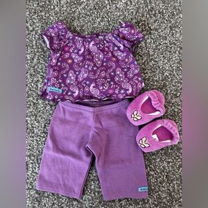 American Girl Purple Peacock Pajamas and Slippers